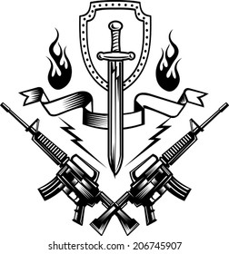 Gnns with sword tattoo Combat