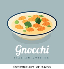 Gnocchi, Italian cuisine - Vector illustration