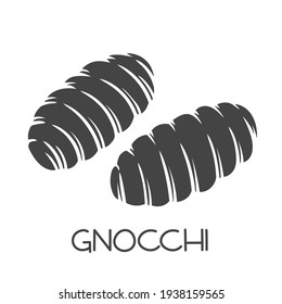 Gnocchi pasta glyph icon. Italian cuisine cut monochrome badge. Retro style vector illustration.