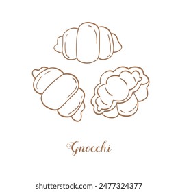 Gnocchi pasta illustration. Vector sketch. Traditional Italian food. Hand-drawn image. Isolated icon