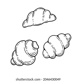 gnocchi pasta sketch. Doodle outline black and white vintage style macaroni illustration. Hand drawn isolated on white background. 