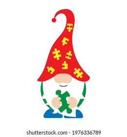 Gnome autism. Autism awareness. Autism concept poster template. Vector illustration.