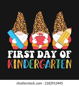 Gnome Back To School Kindergarten T-shirt Design