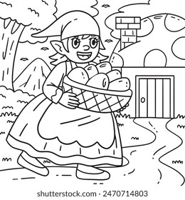 Gnome with Basket of Eggs Coloring Page for Kids