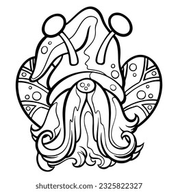 Gnome, black and white stripes on the white background Is a vector image Suitable for coloring Or general lines