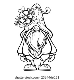 Gnome, black and white stripes on the white background Is a vector image Suitable for coloring Or general lines