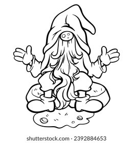 Gnome, black and white stripes on the white background Is a vector image Suitable for coloring Or general lines