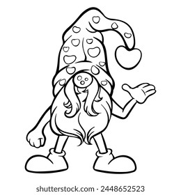 Gnome, black and white stripes on the white background Is a vector image Suitable for coloring Or general lines