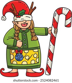 Gnome com desenho animado Candy Cane Colored Clipart