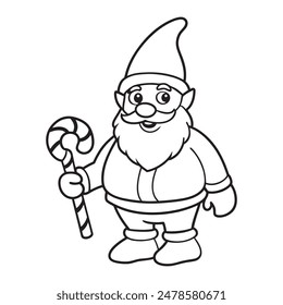 Gnome with Candy Cane in a white background