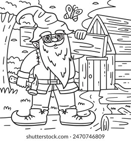 Gnome Carpenter Coloring Page for Kids