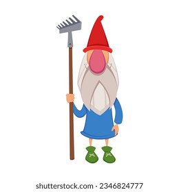 Gnome cartoon character flat vector. Cartoon funny gnome for farmhouse isolated on white. Autumn or fall, Thanksgiving concept