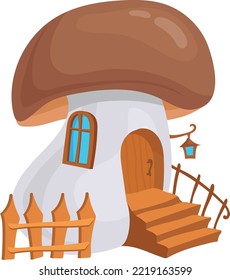 Casa de caricaturas de Gnome. Edificio de setas de cuento de hadas de Woodland aislado de fondo blanco