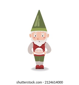Gnome character with cake isolated