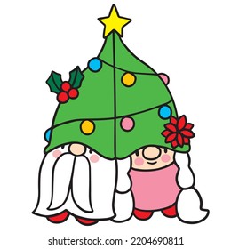 Gnome Christmas, Cartoon cute character vector.