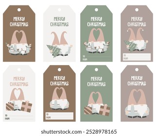 Gnome Navidades Name Tags. Etiquetas engomadas del regalo de Festiva para imprimir lindo