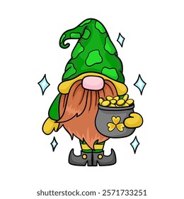 Gnome with coins in Saint Patrick day.