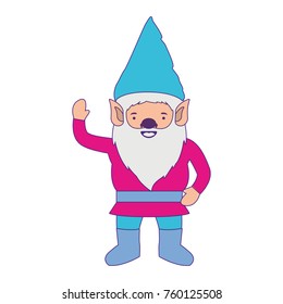 gnome with colorful costume and gesture of greeting with purple contour