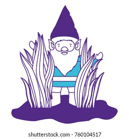 gnome coming out of the bushes on color sections silhouette