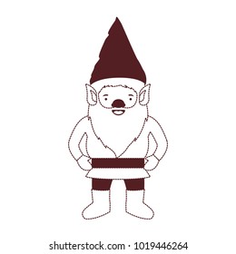 gnome with costume in brown dotted silhouette