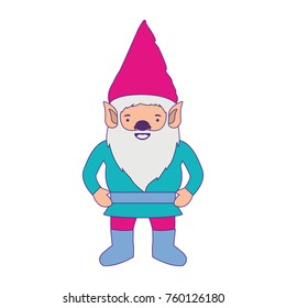 gnome with costume colorful and purple contour