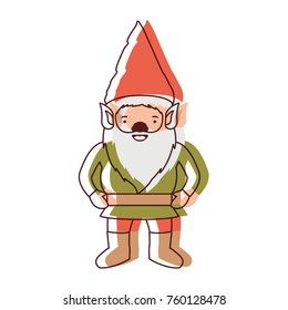 gnome with costume in watercolor silhouette