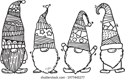 Gnome doodle black and white Hand draw vector