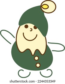 Gnome doodle1. Personaje de un solo gnomo. Ilustración vectorial de color de dibujos animados.