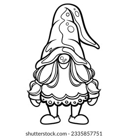 dibujo gnome con líneas negras sobre fondo blanco