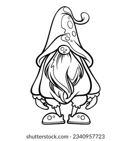 dibujo gnome con líneas negras sobre fondo blanco