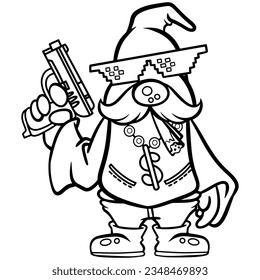 gnome drawing with black lines on a white background