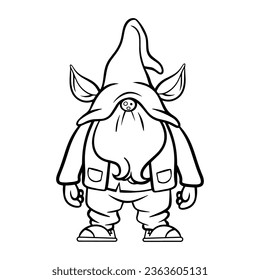 gnome drawing with black lines on a white background