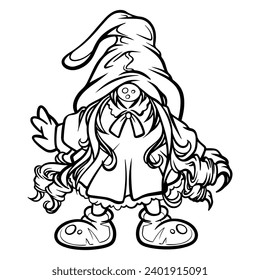 gnome drawing with black lines on a white background