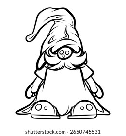 desenho do gnome com linhas pretas em um plano de fundo branco