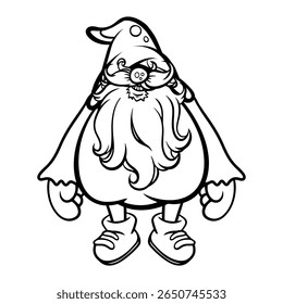 desenho do gnome com linhas pretas em um plano de fundo branco