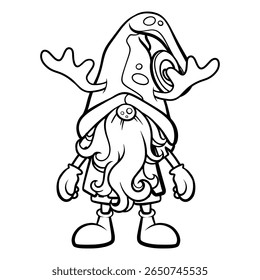 desenho do gnome com linhas pretas em um plano de fundo branco