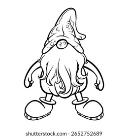 Desenho do Gnome com linhas pretas sobre um fundo branco