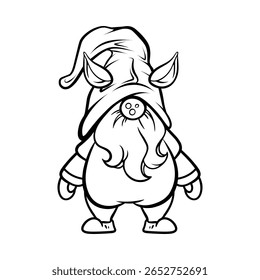 Desenho do Gnome com linhas pretas sobre um fundo branco