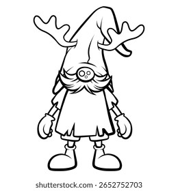 Desenho do Gnome com linhas pretas sobre um fundo branco