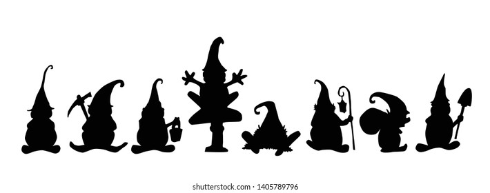 Gnome, Dwarf, Elf Silhouette Illustration