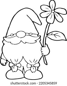 gnome and flower in garden