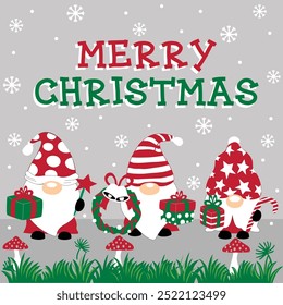 Gnome fun Merry Christmas greetings wallpaper