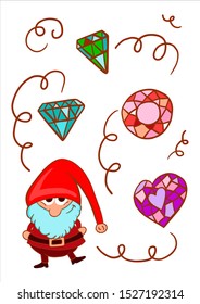 gnome and gems vector illustration