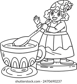 Gnome with a Giant Tea Cup Isolated Coloring Page 