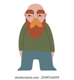 Gnome com barba de gengibre em traje verde. Ilustração vetorial para embalagem, cartões de saudação e papel de embrulho, presentes, cartazes.