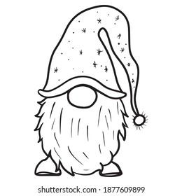 gnome graphic design vector illustration, icon, art tattoo sketch, hand draw, use in print