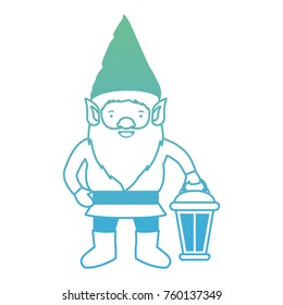 gnome with hand lamp in degraded green to blue color contour