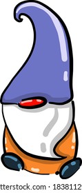 Gnome with hat, illustration, vector on white background