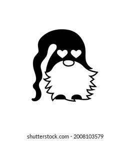 Gnome with hearts on white background. Gnome in love. Vector illustration.