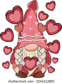 Gnome With Hearts For Valentine Day